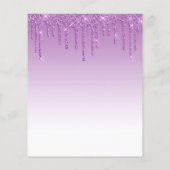 予算グリッターパープルブライダルシャワー招待 (裏面)