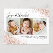 予算グリッターフォトベビーサンキューカード (正面)