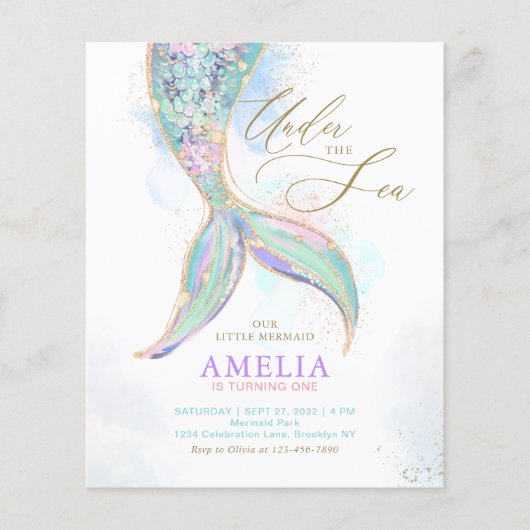 予算グリッターマーメイドテールアンダーザシー誕生日 (正面)