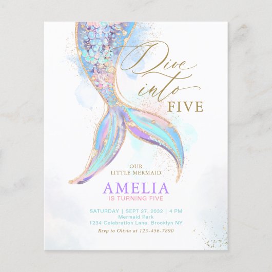 予算グリッターマーメイドテールダイブインキッド誕生日 (正面)