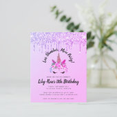 予算グリッターユニコーンスランバーパーティの招待状 (スタンド正面)