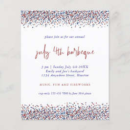 予算グリッターレッドブルーホワイト7月4日BBQ招待状