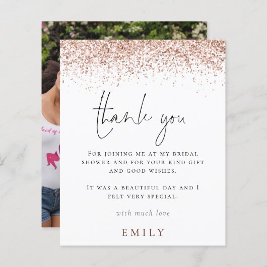 予算グリッター写真ブライダルシャワーありがとう (正面/裏面)