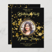 予算グリッター紙吹雪写真の誕生日の招待