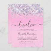 予算グリッター12th誕生日パーティーへの招待 (正面/裏面)