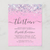 予算グリッター13th誕生日パーティーへの招待 (正面)