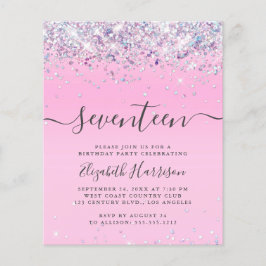 予算グリッター17th誕生日パーティーへの招待