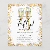 予算グリッター50th誕生日パーティーへの招待 チラシ (正面)