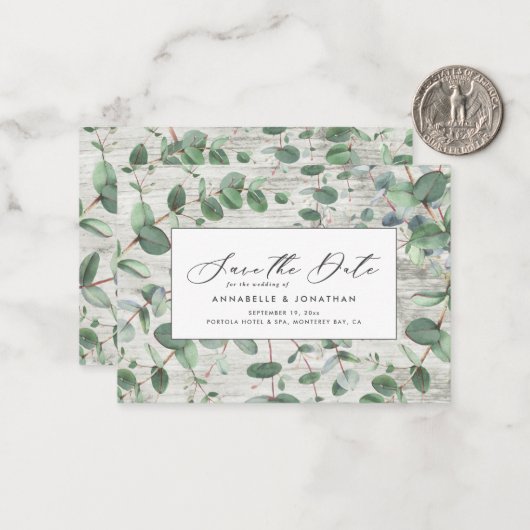 予算グリーンユーカリ白木保存日 ノートカード (正面/裏面インサイチュ)