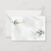 予算グリーンユーカリ結婚式の日付を保存 ノートカード (裏面)