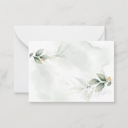 予算グリーンユーカリ結婚式の日付を保存 ノートカード (裏面)