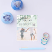 予算グリーン写真結婚式Save The Date QRコード チラシ (シングル)