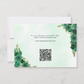 予算グリーン金ゴールドフローラプリンセスQRコードRSVP ノートカード (裏面)
