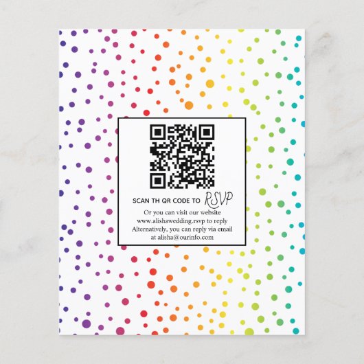 予算ゲイレズビアン虹結婚式招待状 (裏面)