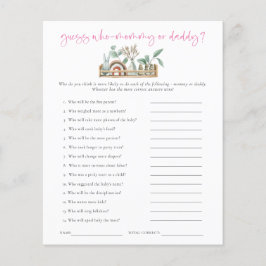 予算ゲーム推測ママパパピンク赤ちゃんシャワー