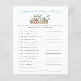 予算ゲーム推測ママパパブルーベビーシャワー