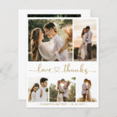 予算コラージュハート結婚スクリプトのサンキューカード (正面/裏面)