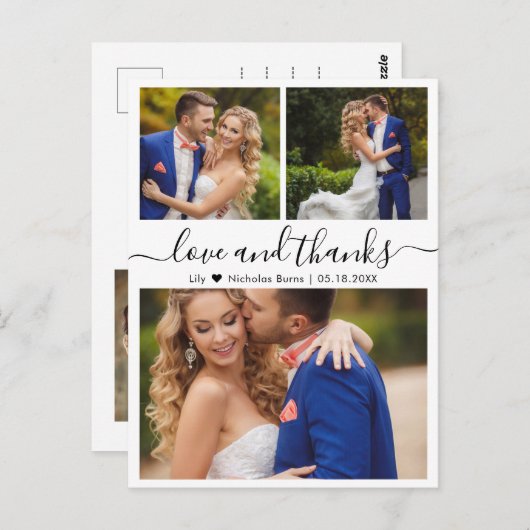 予算コラージュ愛感謝していと結婚の感謝 ポストカード (正面/裏面)