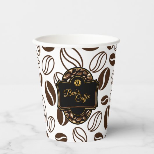 予算コーヒーショップカスタムのビジネス名 紙コップ (正面)