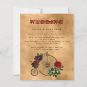 予算ゴシックスチームパンク自転車QRウェディング招待 (正面)