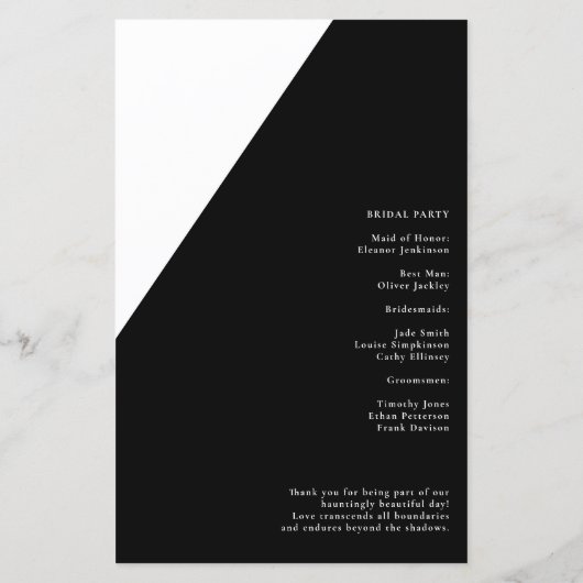 予算ゴシックティルデスDo Usパート結婚式 プログラム (裏面)