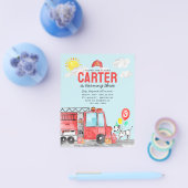 予算サウンド警報トラック消防士誕生日 チラシ (シングル)