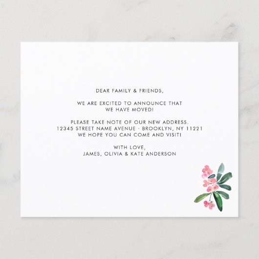 予算サボテン引っ越しました新規ホーム移動カード (裏面)