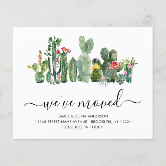 予算サボテン引っ越しました新規ホーム移動カード (正面)