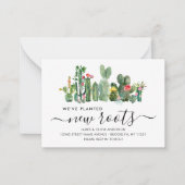 予算サボテン植え新しいルーツ移動カード ノートカード (正面)