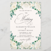 予算サマー春アイボリーフローラ結婚式の招待 (正面)