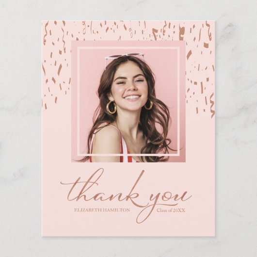 予算サンキューカード紙吹雪卒業写真 (正面)