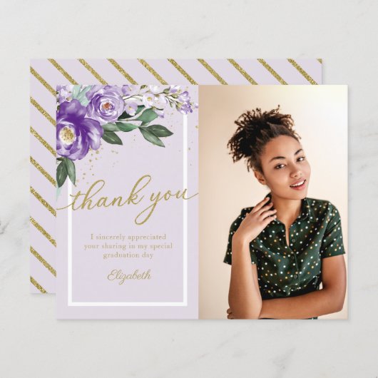 予算サンキューカード紫フローラフォトグラード (正面/裏面)