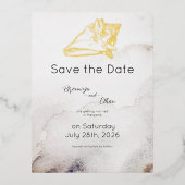 予算ザデイトシーシェルサンディビーチ 箔招待状ポストカード (正面)