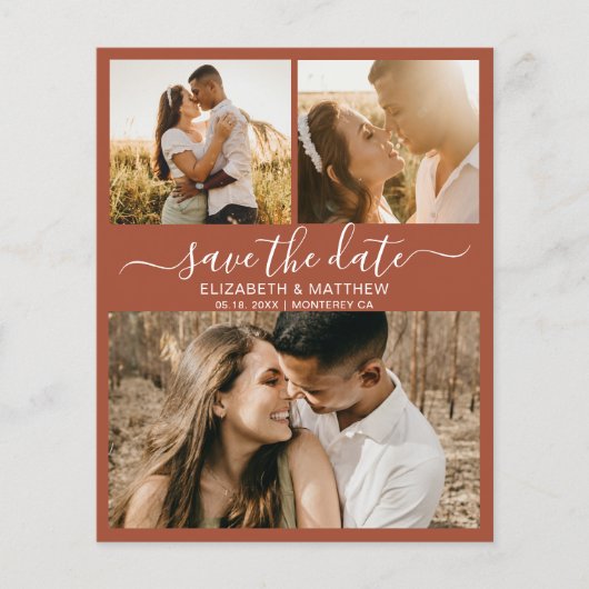 予算シックなスクリプトフォトテラコッタ日付を保存 チラシ (正面)