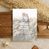予算シックなスクリプトフォトリハーサルディナー インビテーションポストカード