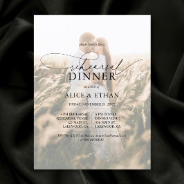予算シックなスクリプトフォトリハーサルディナー インビテーションポストカード