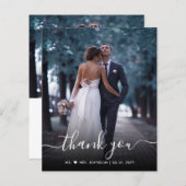 予算シックなスクリプト結婚写真のサンキューカード (正面/裏面)