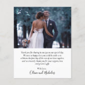 予算シックなスクリプト結婚写真のサンキューカード (裏面)