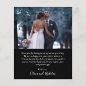 予算シックなスクリプト結婚写真のサンキューカード (裏面)