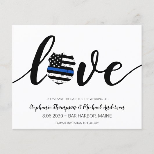 予算シンブルーライン警察の結婚式の日付を保存 (正面)