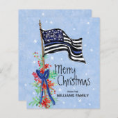 予算シンブルーライン警察旗クリスマスカード (正面/裏面)