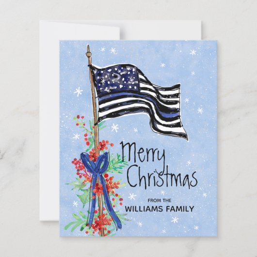 予算シンブルーライン警察旗クリスマスカード (正面)