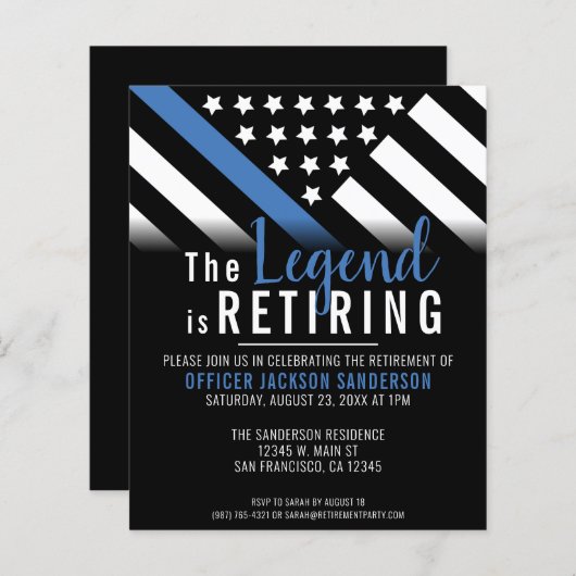 予算シンブルーライン警察退職招待状 (正面/裏面)