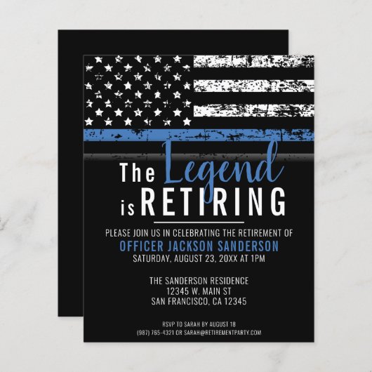 予算シンブルーライン警察退職招待状 (正面/裏面)