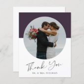 予算シンプルのスクリプ結婚ト写真のサンキューカード (正面/裏面)