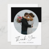 予算シンプルのスクリプ結婚ト写真のサンキューカード (正面/裏面)