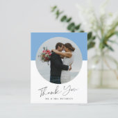予算シンプルのスクリプ結婚ト写真のサンキューカード (スタンド正面)