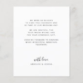 予算シンプルのスクリプ結婚ト写真のサンキューカード (裏面)