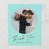 予算シンプルのスクリプ結婚ト写真のサンキューカード チラシ (正面)