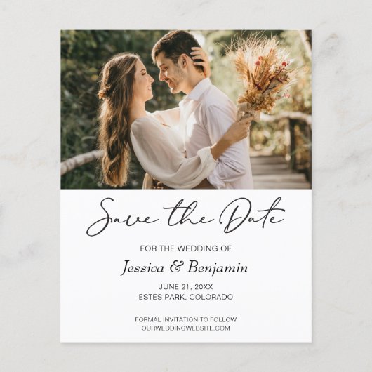 予算シンプルのミニマル写真の結婚式 (裏面)